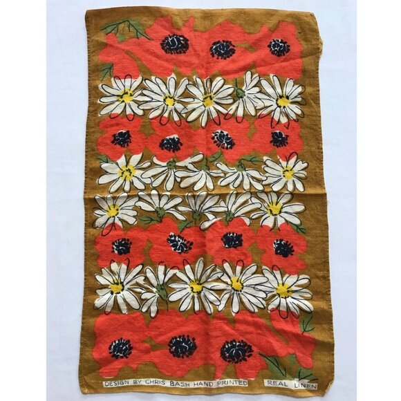 Chris Bash Wall Hanging Tea Towel 100% Cotton Real Linen Vintage - Picture 2 of 5